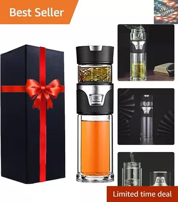 Portable Travel Tea Infuser Bottle - Double Wall Glass Tea Tumbler With Filter • $50.79