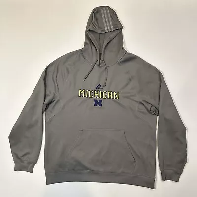Michigan Wolverines Hoodie Adult XL Gray Adidas Climawarm Sweatshirt College Men • $19.94