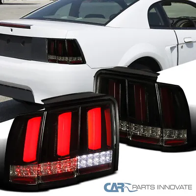 Black For 99-04 Mustang Red Bar Smoke LED Sequential Tail Brake Lamps Left+Right • $180.95