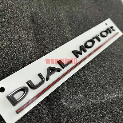 For Tesla Model 3/Y DUAL MOTOR Emblem Gloss BLACK RED Rear Lid Trunk Logo Badge • $9.89