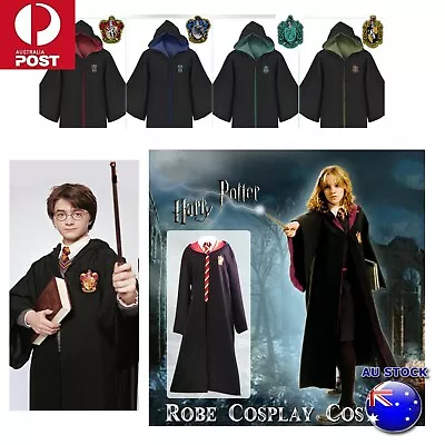 Harry Potter Gryffindor Style Robe Cloak Tie Glasses Magic Hat Cosplay Costume • $26.88