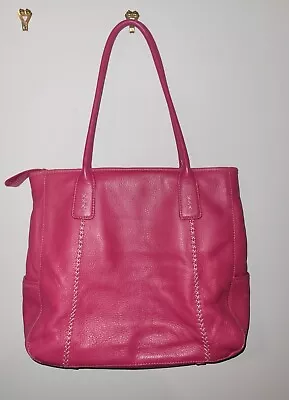 Jean Chatzky Franklin Covey Full Grain Leather Bag Satchel Tote Purse Pink • $36