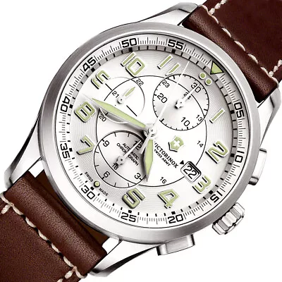 Swiss Army Men's Watch AirBoss Automatic Chronograph Silver Tone Dial 241598 • $2125