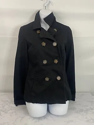 Merona Black Coat Double Breasted Water Resistant Size S Women’s Jacket B • $27.82