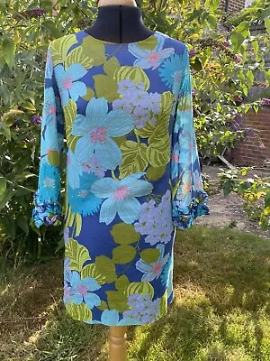 Vintage 60s Mod Dress Psychedelic St Michael  M&S Size GoGo Mini Shift • £29.99