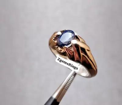 Mens Natural Blue Sapphire Silver 925 Neelam Ring Elegant Sapphire Man Ring Band • $114.54