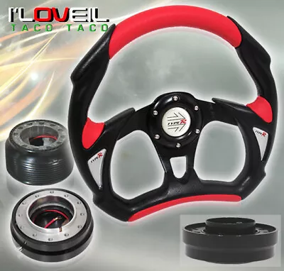 89-05 Eclipse Black/Red Steering Wheel + Adapter Hub + Quick Release Black • $51.99