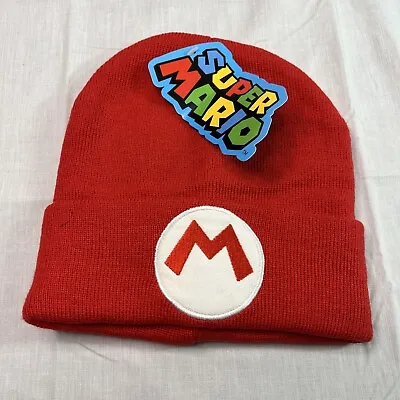 Mario Knit Skull Cap Adult Red Beanie For Super Mario Bros Retro Cosplay Costume • $8.99