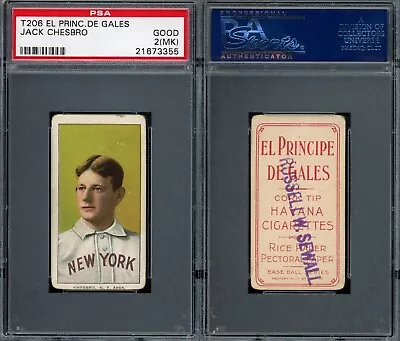 1909-11 T206 Jack Chesbro New York HOF PSA 2mk EPDG ***El Principe De Gales*** • $659.99