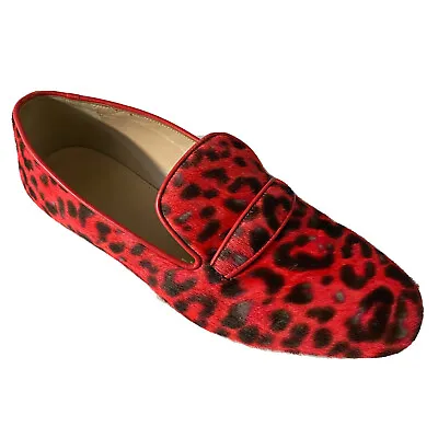 J Crew Georgie Penny Loafer Calf Hair Red Leopard Cheetah Animal Flat Round Toe • $69.30