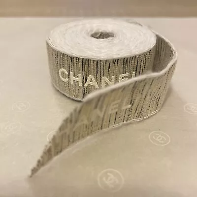 Chanel Holiday Gift Wrap Ribbon Gold White 180cm • £5.99