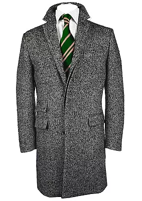 J.CREW 36S Donegal Tweed Ludlow Overcoat Black & Gray • $140