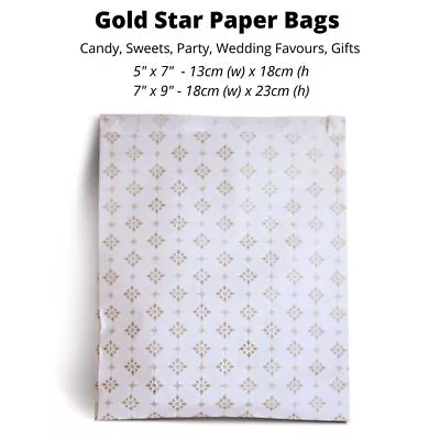 £1.25 • Buy Gold Star Sweet Party Paper Bags Candy Favour Gift Shop 5  X 7    7  X 9