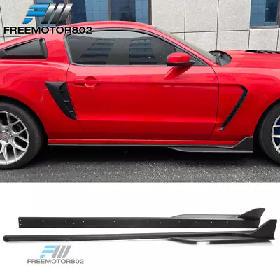 Fits 10-14 Ford Mustang GT500 Style ABS Side Skirts Rocker Panel Matte Black • $118.73