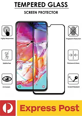 Samsung Galaxy A70 Tempered Glass Screen Protector Premium Full Cover 9H • $14