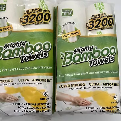 Mighty Bamboo Towels As Seen On TV Washable Reusable Strong Absorbent 4 Rolls {U • $14.95