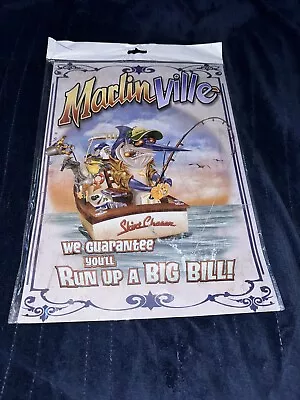 New American Sportsman Tin Sign Marlinville Jimmy Buffett Margaritaville Fishing • $24.99