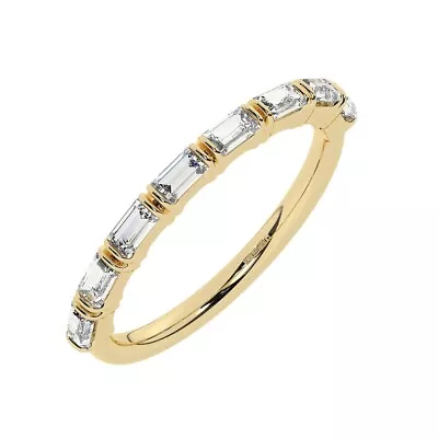 18K Yellow Gold 2.00 MM 0% Natural  Baguette Cut Diamonds Half Eternity Ring • £867.36