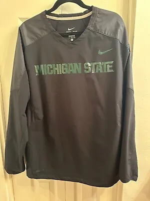 Michigan State Spartans Nike Black Windbreaker Jacket Mens Size Large EUC • $25