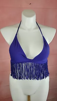 L Space Bikini Top  Swimsuit Fringe Audrey Halter Top Size D  Top Purple  • $14.99