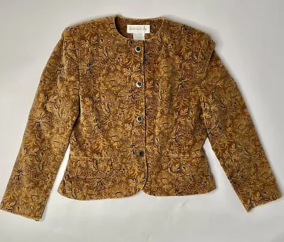 Jones New York Vintage Jacket Blazer Sz 12 Maple Leaves 🍁 Shoulder Pads • $47