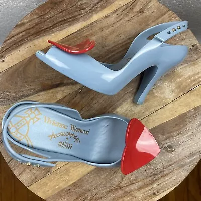 Melissa L Vivienne Westwood Anglomania Novelty Jelly Heart Peep Toe Pinup Heels • $198