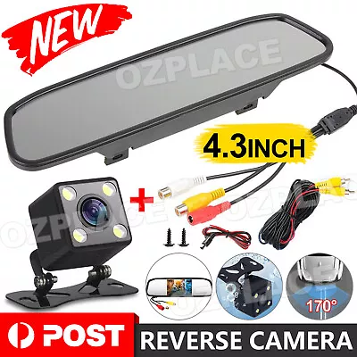 Reverse Camera Night Reversing Camera Rear View Mirror Kit Waterproof HD Monitor • $25.95