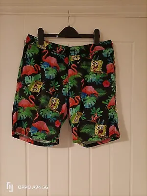 Spongebob Squarepants Multi Coloured Mens H & M Shorts Size Euro Small • £9.99