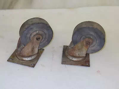 (2) Heavy Duty Swivel Casters (6 X2 ) - 7 1/4  Tall - Set Of 2 - Vtg By Bassick • $29