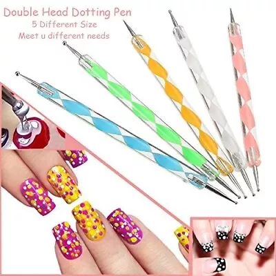 2 Way Dotting Pen Tool Nail Art Tip Dot Paint Manicure Kit (5pc) • $6.99