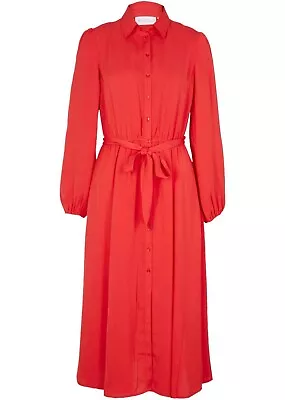 Women’s Ladies Red Belted Shirt Dress By BPC Size 14 & 20 Light Casual Dress • £15.38