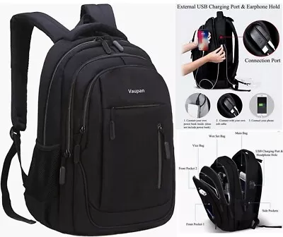 School Bags Travel Laptop Backpack 15.6 Inch With USB Charging Port RFID Pockets • $92.99