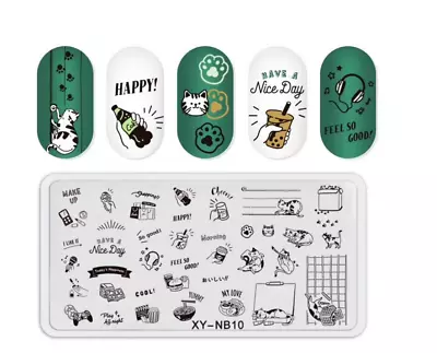 Stainless Steel Nice Day Cat Paw Nail Art Manicure DIY Template Image Plate • $3.95