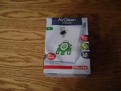 Miele U Vacuum Cleaner Airclean Bags 4 Bags 2 Filters Green Collar Genuine • $19.99