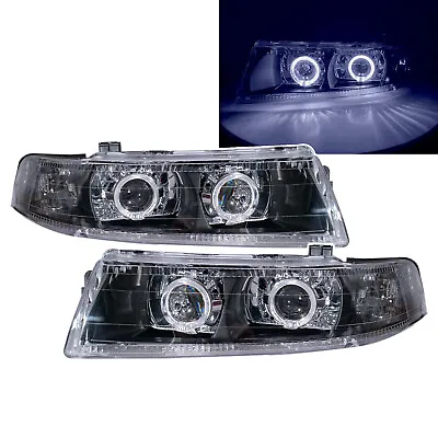 LANCER 98-01 4D Guide LED Angel-Eye Projector Headlight BK V2 For Mitsubishi LHD • $523.72