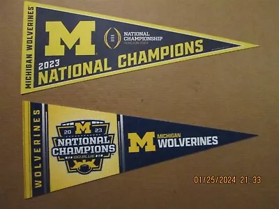 NCAA Michigan Wolverines 2023 Lot Of 2 Different National Champions Pennants • $35