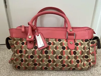 J By Jasper Conran Handbag Pink Leather And Cotton Tote Bag  Double Grab Handles • £7.50