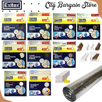NEW Exitex E/P/V Adhesive Rubber Door Window Foam Draught Proof Sill Gaps Gasket • £4.96