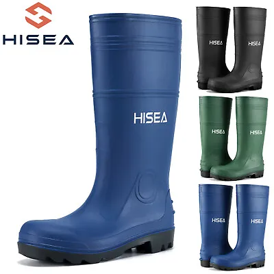 HISEA Men Mid-Calf Rubber Boots W/Steel Shank Seamless Waterproof PVC Rain Boots • $36.79