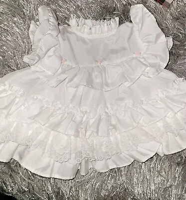 Martha's Miniatures We're Fussy Dress White With Ruffles Lace Size 0-3 Months • $50