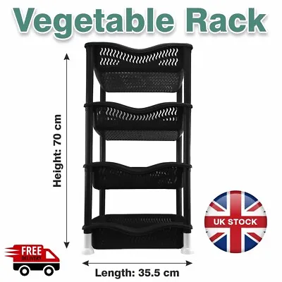 4 Tier Vegetable Fruit Storage Basket Rack Kitchen Utility Stacking Stackable • £10.34
