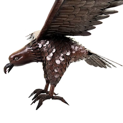 $39.95 • Buy Eagle Statue Tin Figure Metal Brown Bronze Tone 18  Wide 1960s 1970s Vintage 44