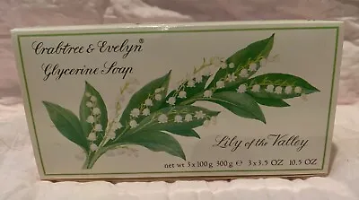 NEW Crabtree & Evelyn Lily Of The Valley Bath Soap 3 / 3.5oz Bars Box Set • £32.81