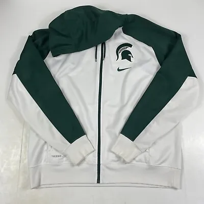 Michigan State Spartans Jacket Mens Extra Large White Nike Therma Full Zip NCAA • $29.95