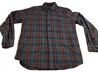 LL Bean Men's Long Sleeve Button Down Cotton Plaid Flannel Shirt Medium Reg • $18