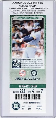 Aaron Judge HR #35 MOONSHOT 2017 Mariners Yankees 7/21 CLUB Ticket RUPPERT JONES • $17.95