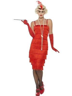 Smiffys 20s Long Red Charleston Flapper Gatsby Ladies Adult Fancy Dress Costume • £27.29