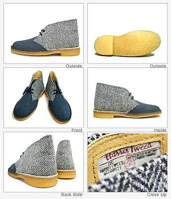 Clarks Originals Mens DESERT BOOT Navy Comb Harris Tweed UK 7891011 F • $335.21