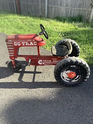 Vintage AMF  Red Metal Go Trac Chain Drive Pedal Tractor Great! • $250