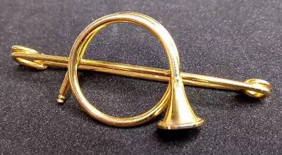 Vintage French Horn Safety Pin Brooch Large • $9.95
